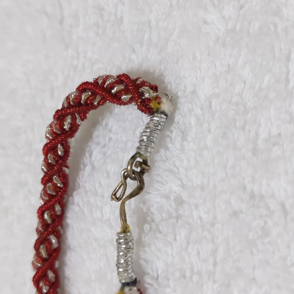 Red and Silver Indian Jewelry Set - Picture 2 of 3